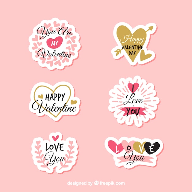 Flat valentine's day label/badge collection