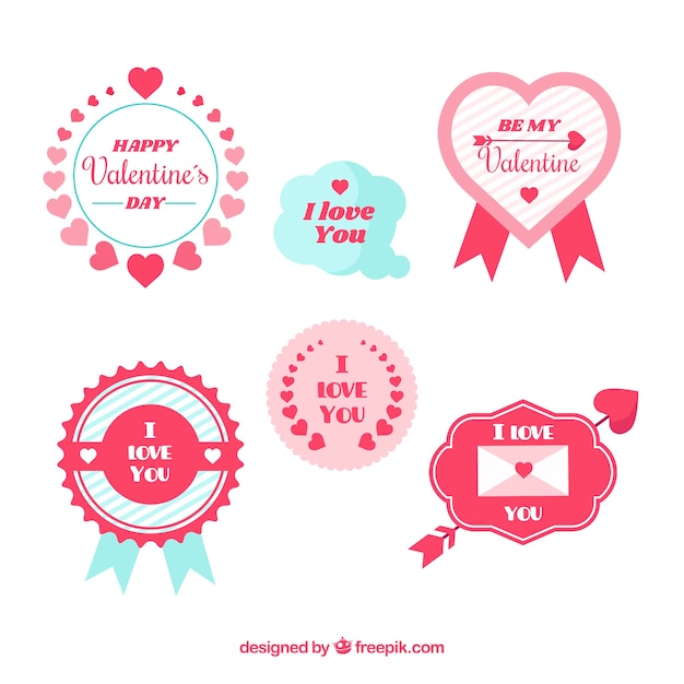 Flat valentine's day label/badge collection