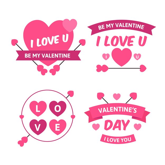 Flat valentine's day label collection