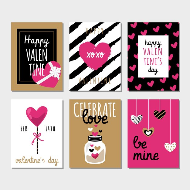 Flat valentine's day label collection