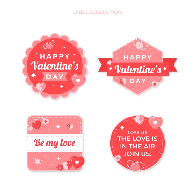 Flat valentine's day labels collection