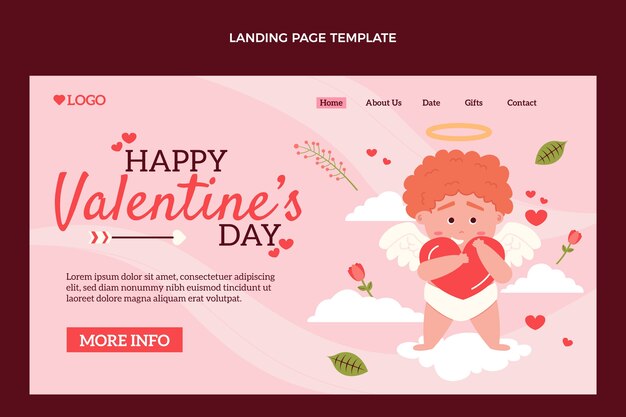 Flat valentine's day landing page template