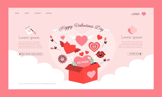 Free Vector flat valentine's day landing page template