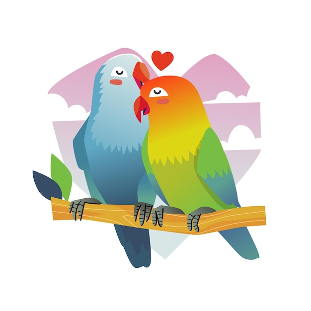 Free Vector flat valentine's day parrots couple