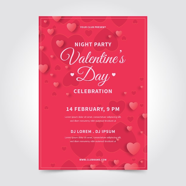 Flat valentine's day party poster template