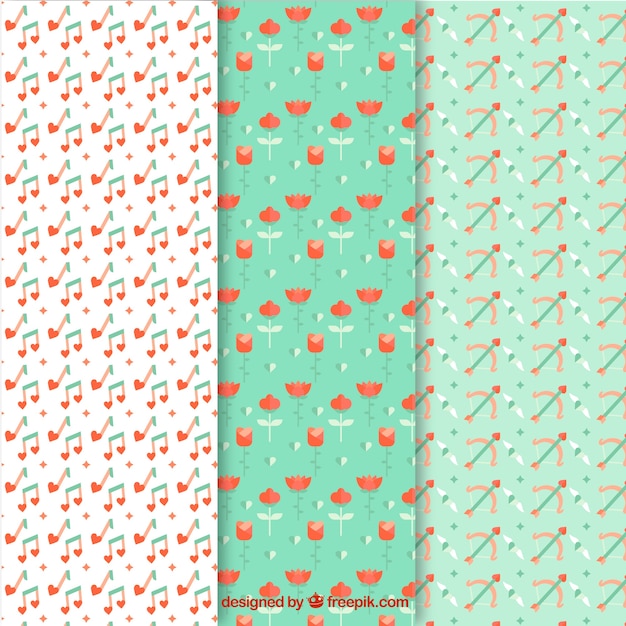 Free Vector flat valentine's day pattern collection