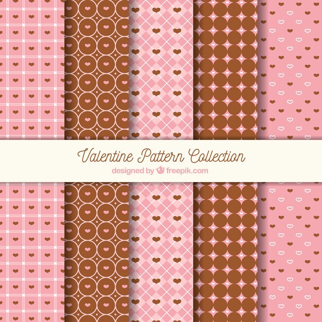 Flat valentine's day pattern collection