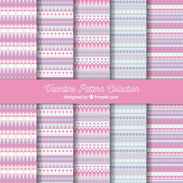 Flat valentine's day pattern collection