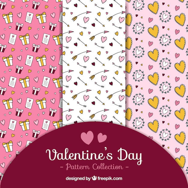 Flat valentine's day pattern collection