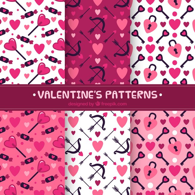 Flat valentine's day pattern collection