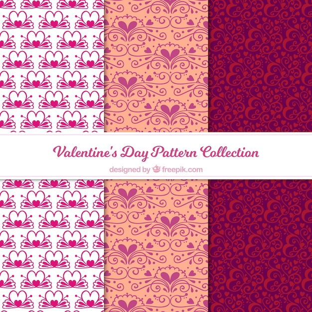 Flat valentine's day pattern collection