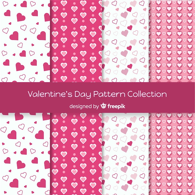 Flat valentine's day pattern collection