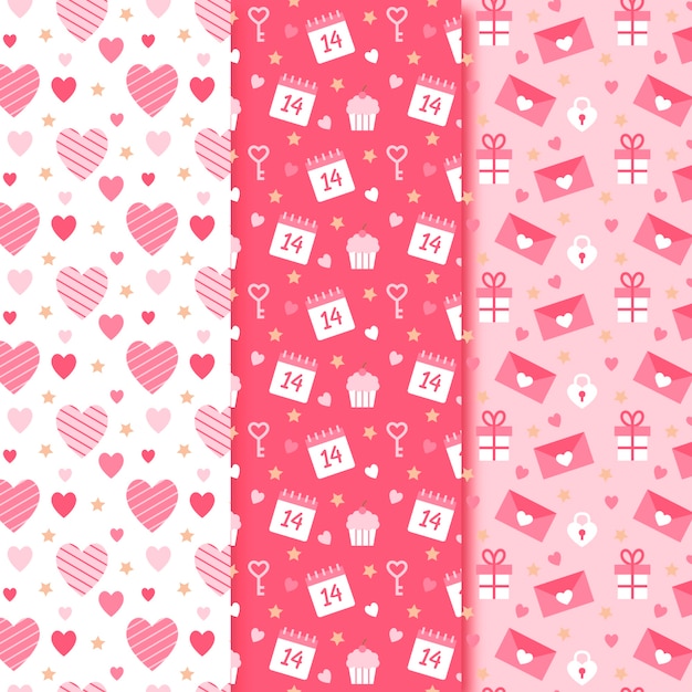 Flat valentine's day pattern collection