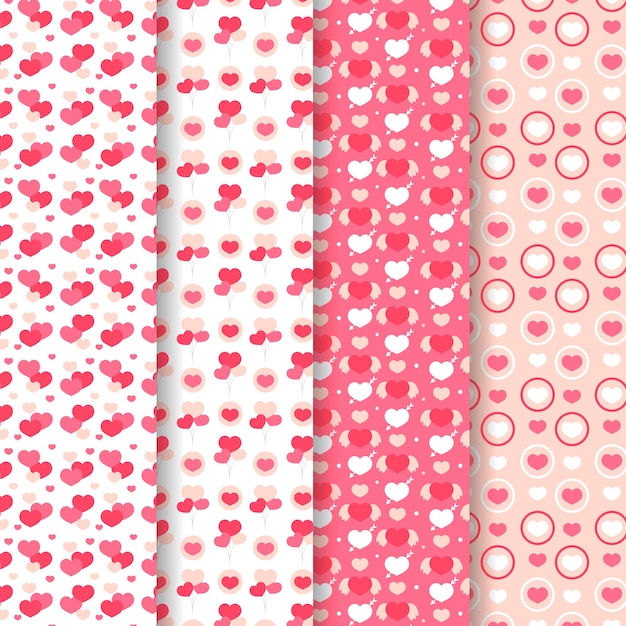 Flat valentine's day pattern collection