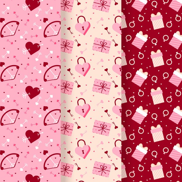 Flat valentine's day pattern collection