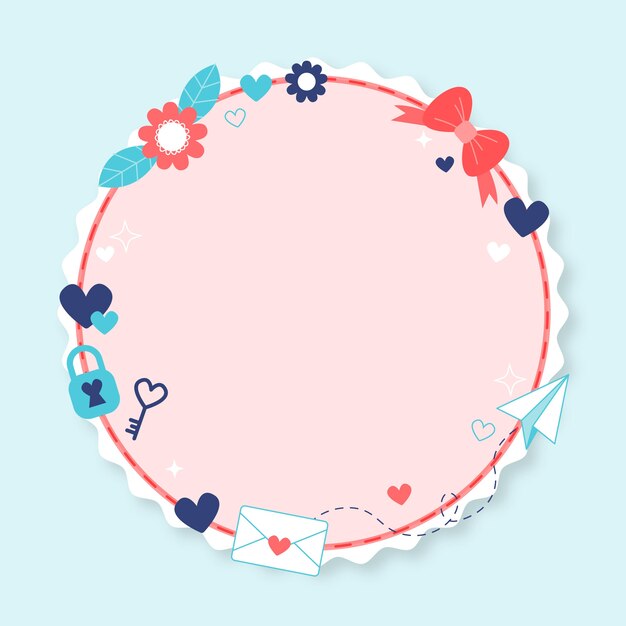 Flat valentine's day photo frame template