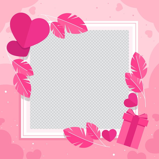 Flat valentine's day photo frame template