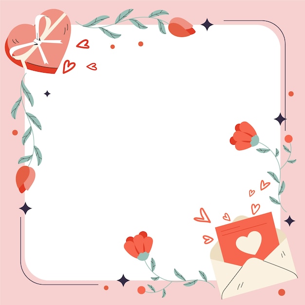 Flat valentine's day photo frame template