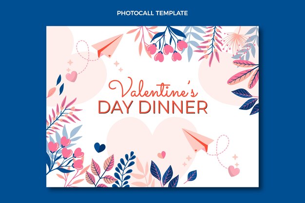 Flat valentine's day photocall template