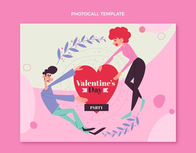 Flat valentine's day photocall template