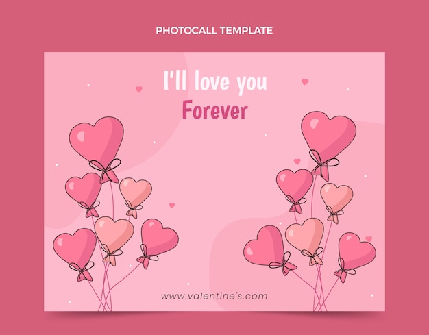 Flat valentine's day photocall template