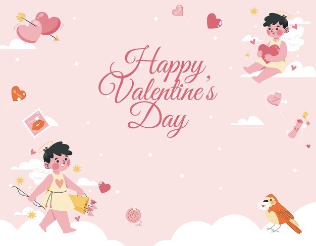 Flat valentine's day photocall template