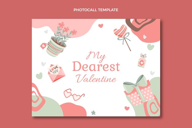 Flat valentine's day photocall template