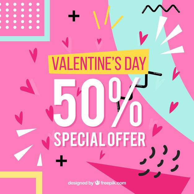 Flat valentine's day sale background