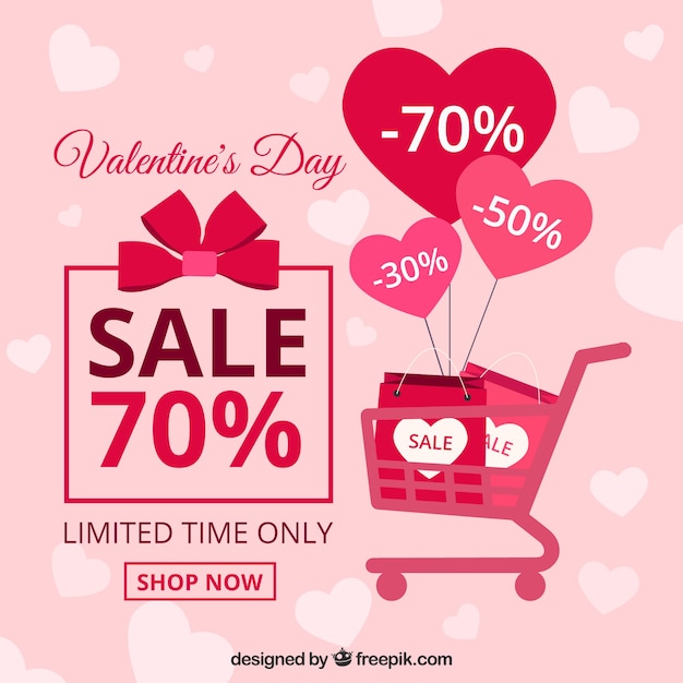 Free Vector flat valentine's day sale background