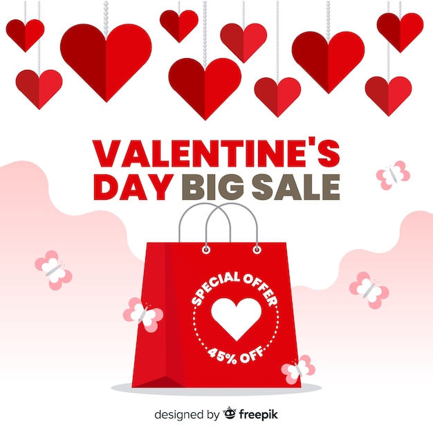 Free Vector flat valentine's day sale background