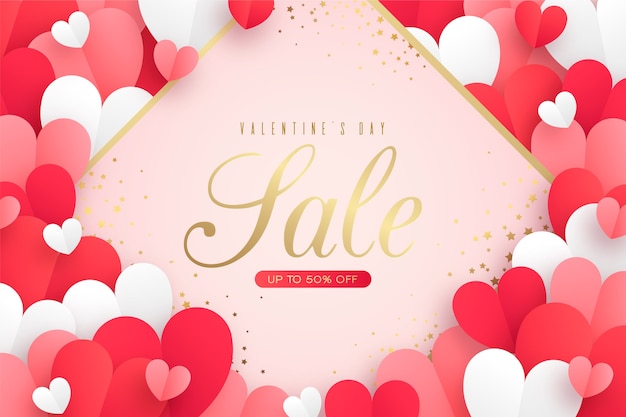 Flat valentine's day sale background