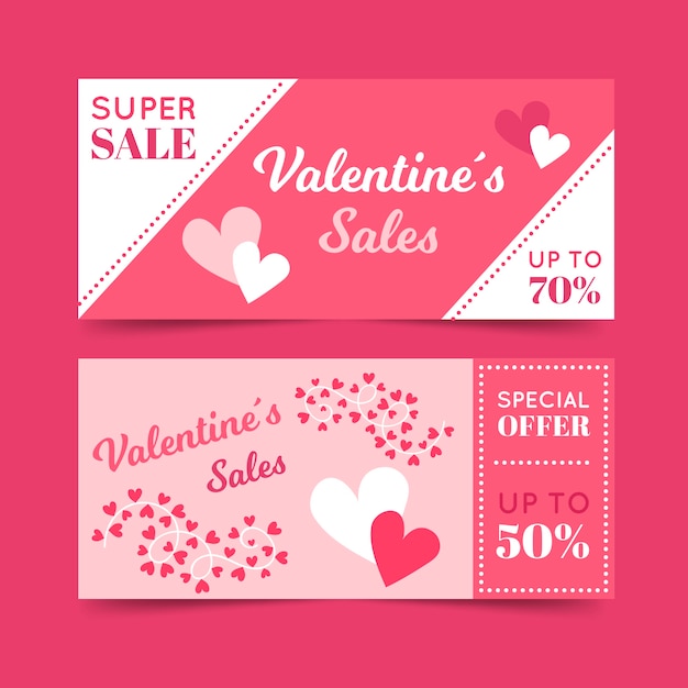 Flat valentine's day sale banners