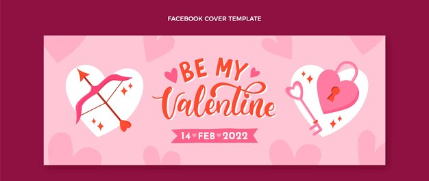 Flat valentine's day social media cover template