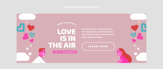 Flat valentine's day social media cover template