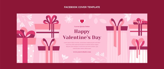 Flat valentine's day social media cover template