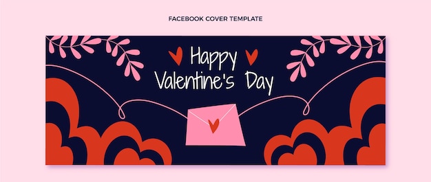 Free Vector flat valentine's day social media cover template