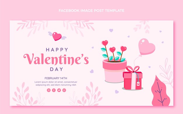 Flat valentine's day social media post template