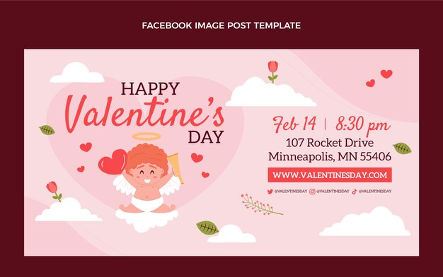 Flat valentine's day social media post template