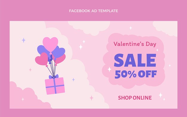 Flat valentine's day social media promo template