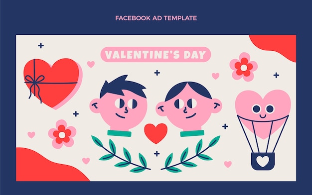 Flat valentine's day social media promo template