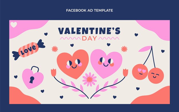 Flat valentine's day social media promo template