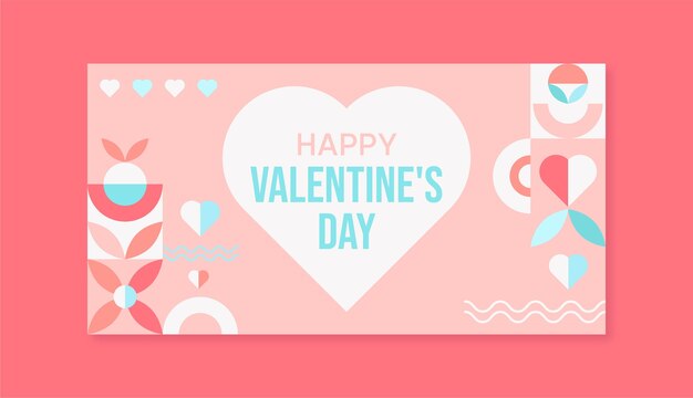 Flat valentine's day social media promo template