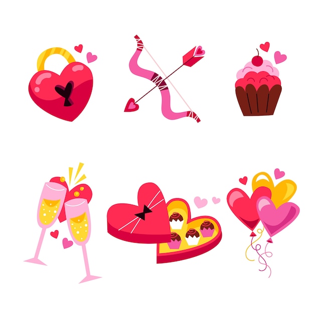 Free vector flat valentine's day stickers collection