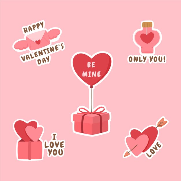 Free vector flat valentine's day stickers collection