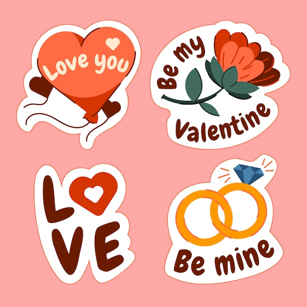 Free Vector flat valentine's day stickers collection