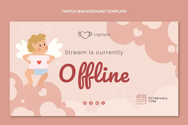 Flat valentine's day twitch background