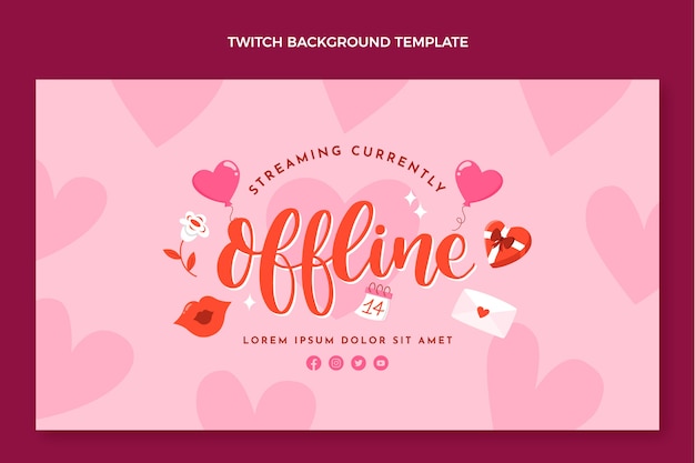 Flat valentine's day twitch background