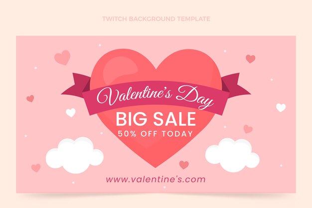 Flat valentine's day twitch background