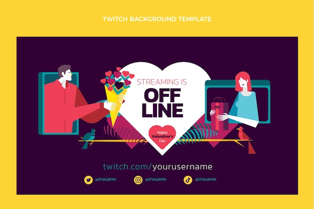 Free Vector flat valentine's day twitch background