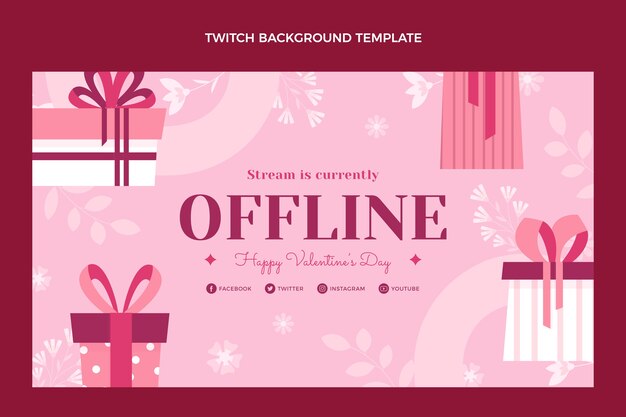 Flat valentine's day twitch background